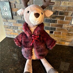 Jellycat Reindeer with Burgundy Coat